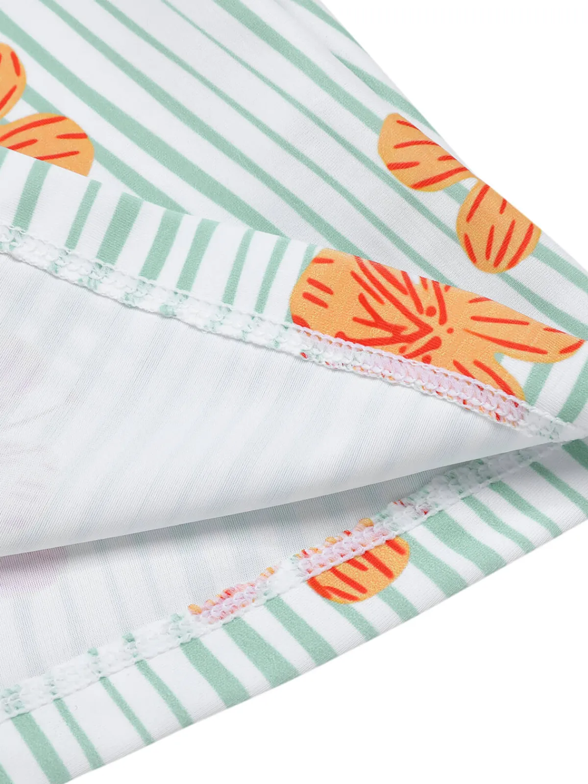 Outlet Retro Stage 1950s Floral Stripe Skirt Cover-Up Light Green