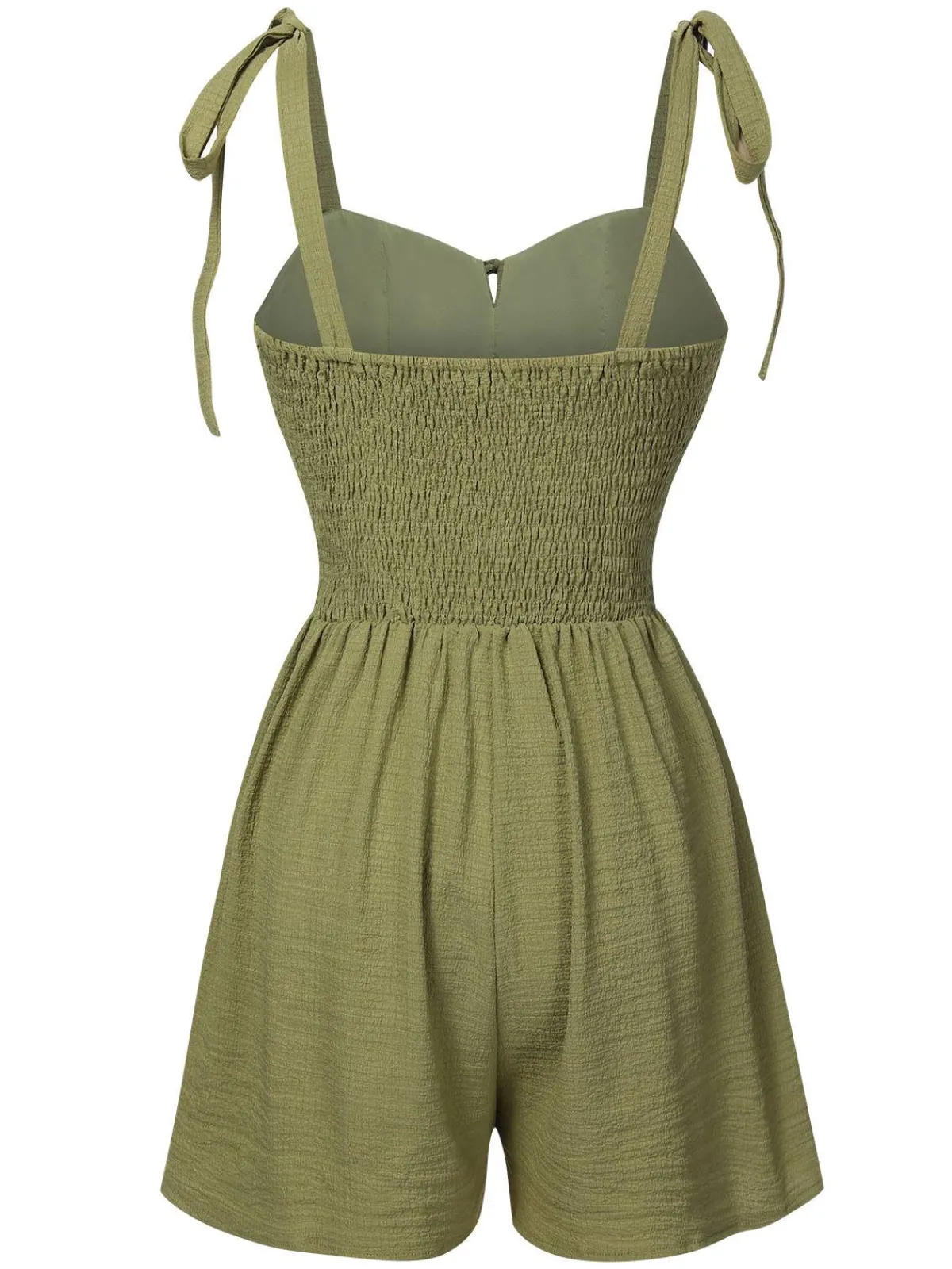 Clearance Retro Stage 1950s Solid Bind Pleated Romper Light Green