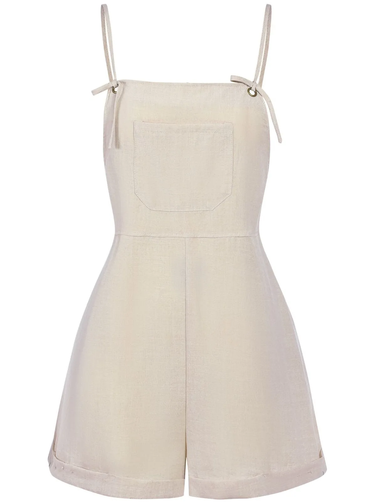 Sale Retro Stage 1950s Solid Spaghetti Strap Romper Light Grey
