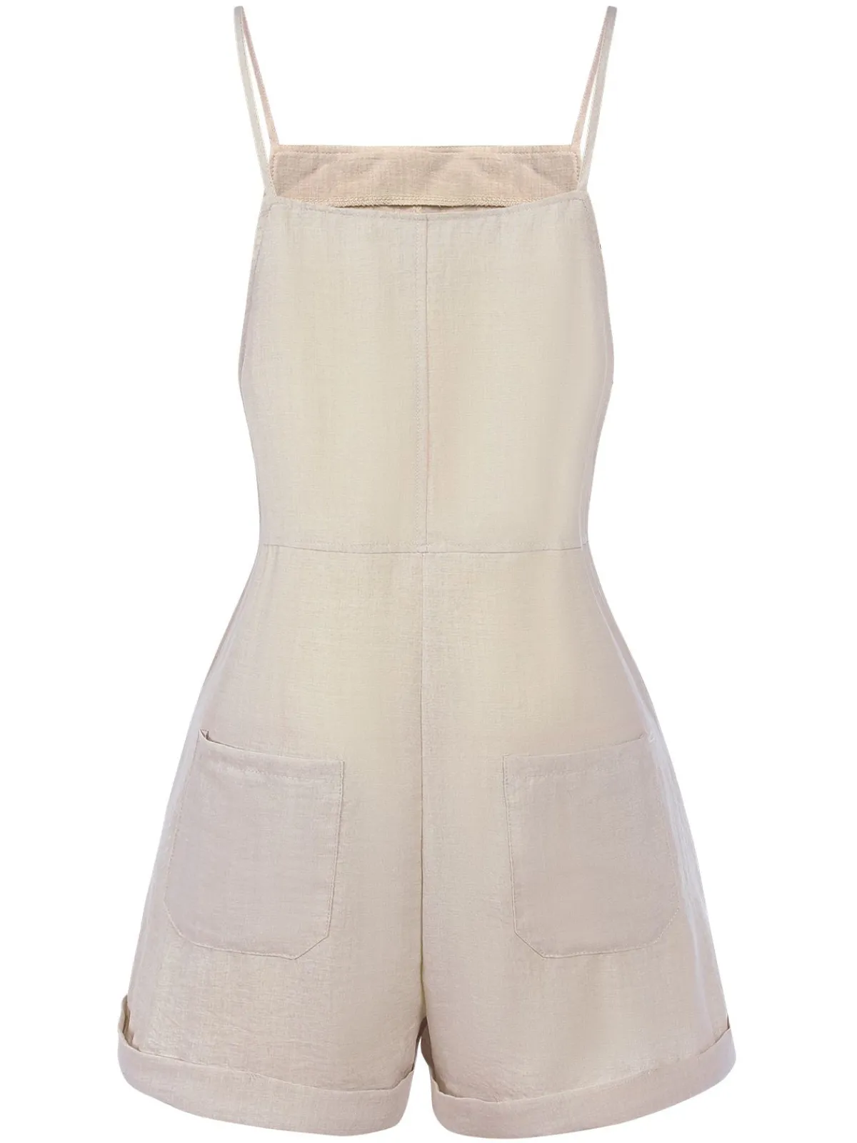 Sale Retro Stage 1950s Solid Spaghetti Strap Romper Light Grey
