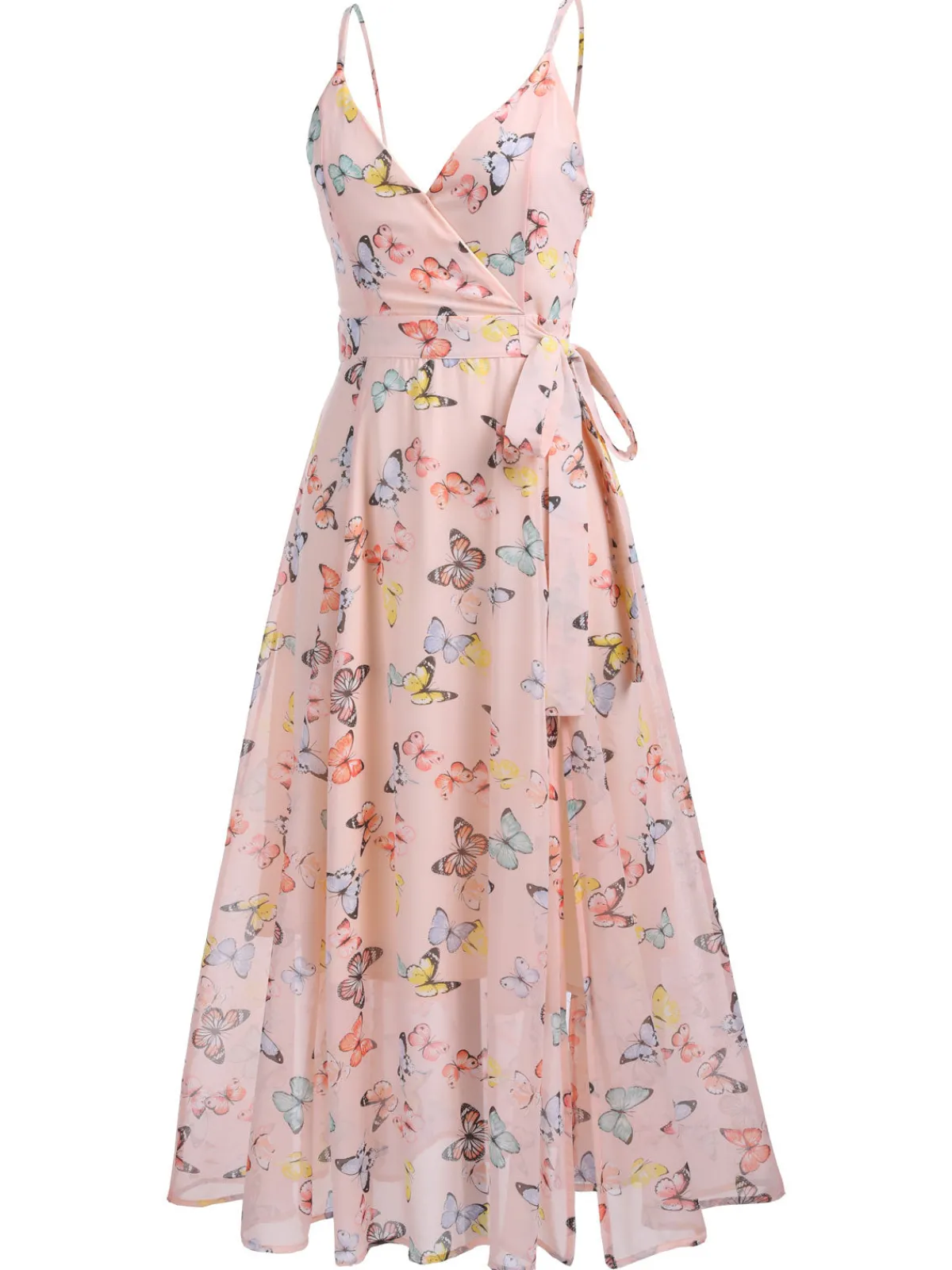 Fashion Retro Stage Butterfly Strap Lace-up Vintage Dress Light Pink