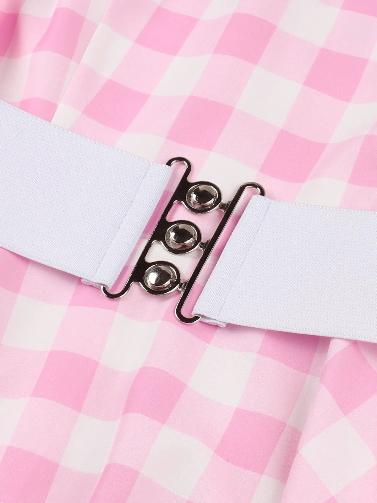 Clearance Retro Stage 1950s Halter Plaids Belted Dress Light Pink