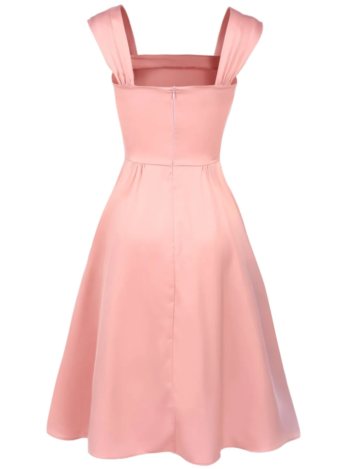 Outlet Retro Stage 1940s Solid Bow Dress Light Pink