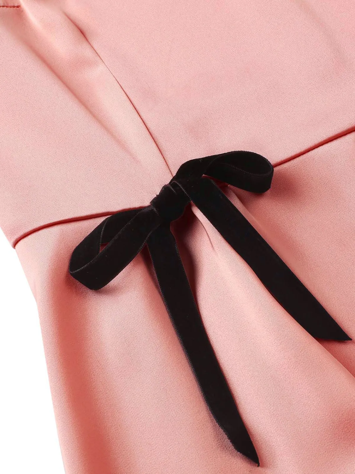 Outlet Retro Stage 1940s Solid Bow Dress Light Pink