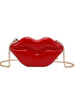 Fashion Retro Stage Lip-Shaped Metallic Shoulder Bag