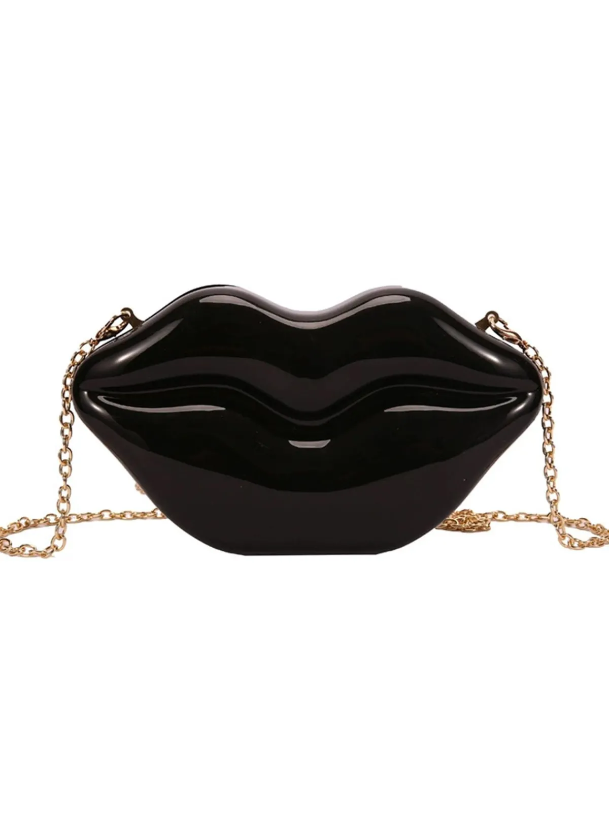 Fashion Retro Stage Lip-Shaped Metallic Shoulder Bag