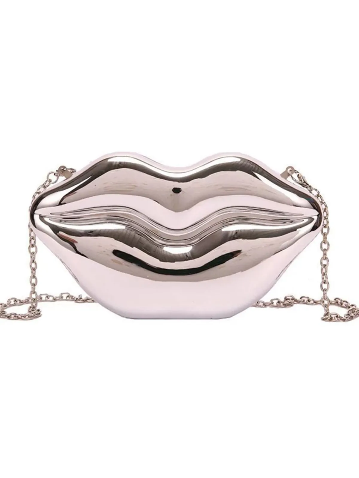 Fashion Retro Stage Lip-Shaped Metallic Shoulder Bag
