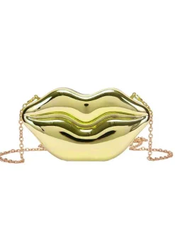 Fashion Retro Stage Lip-Shaped Metallic Shoulder Bag