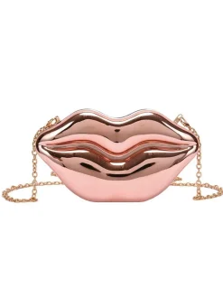 Fashion Retro Stage Lip-Shaped Metallic Shoulder Bag