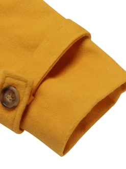 Clearance Retro Stage Mango 1930s Solid Lapel Long Coat Yellow