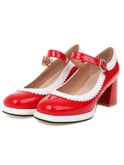 Best Retro Stage Mary Jane Patchwork High Heels Shoes