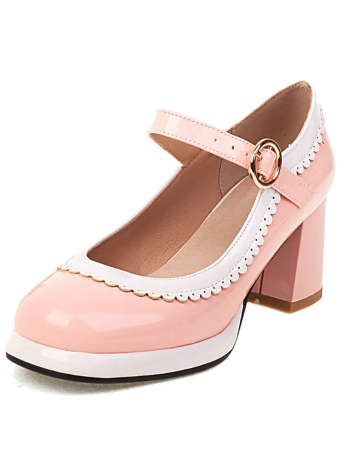 Best Retro Stage Mary Jane Patchwork High Heels Shoes