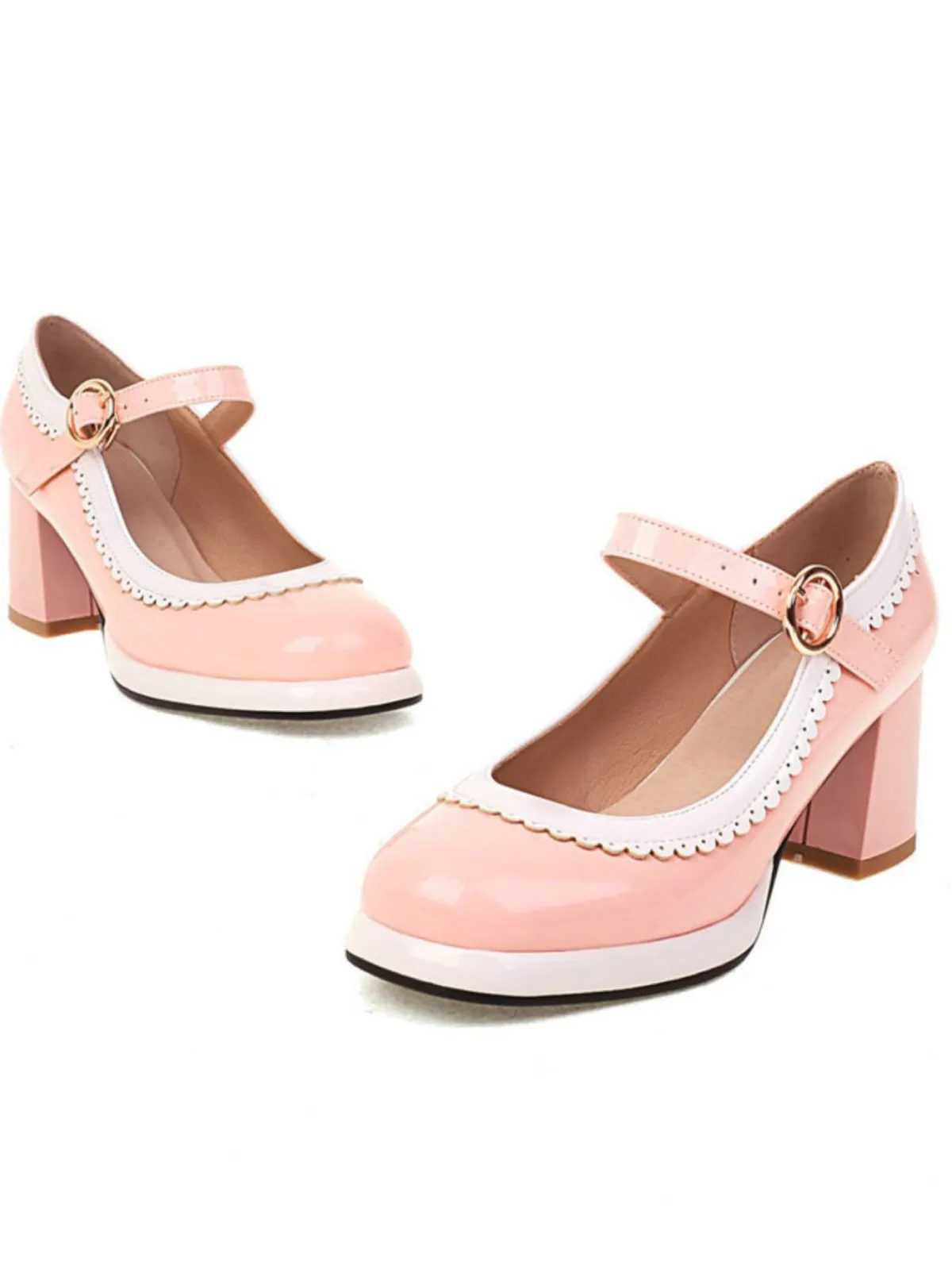 Best Retro Stage Mary Jane Patchwork High Heels Shoes