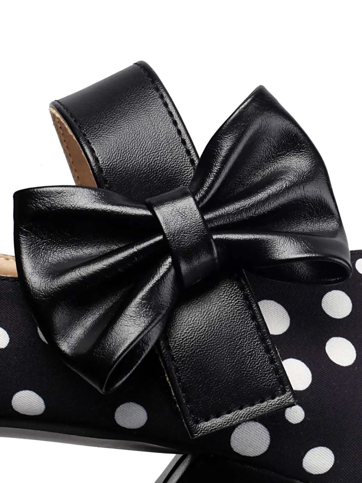 Fashion Retro Stage Mary Jane Polka Dots Bowknot Chunky Heels