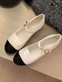 Hot Retro Stage Mary Jane Thick Heel Leather Shoes