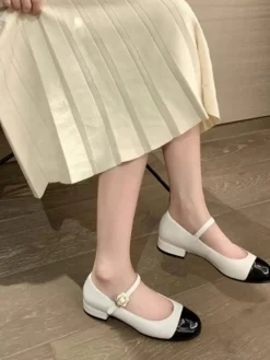 Hot Retro Stage Mary Jane Thick Heel Leather Shoes