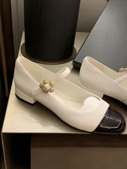 Hot Retro Stage Mary Jane Thick Heel Leather Shoes