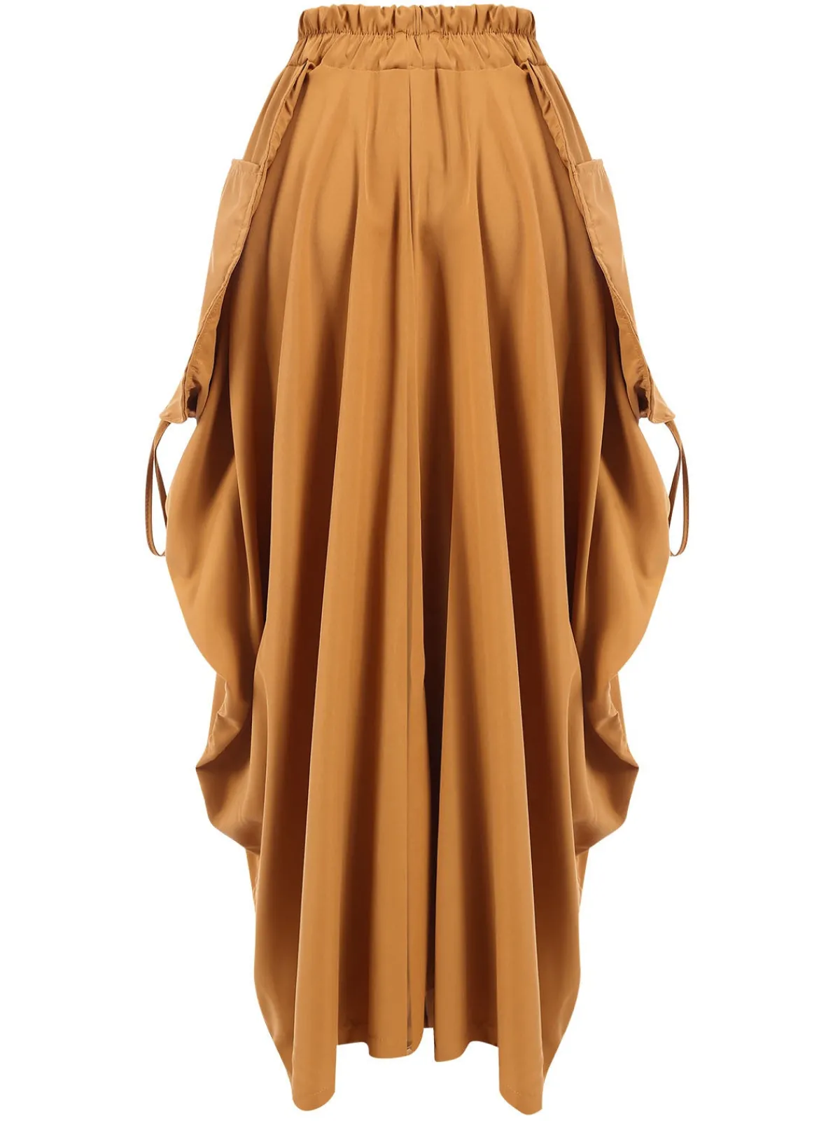 Best Retro Stage 1960s Solid Drawstring Waist Skirt Medium Yellow