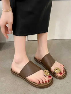 Hot Retro Stage Metal Thumb-Toe Beach Sandals