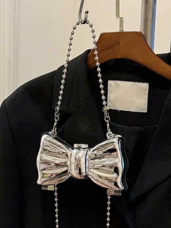 Best Retro Stage Metallic Bow Beaded Chain Bag
