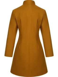 Discount Retro Stage 1940s Lapel Solid Wool Coat Midium Yellow