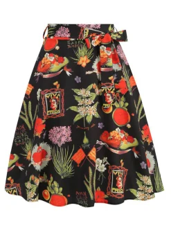 Online Retro Stage 1950s Frida Floral A-Line Skirt Multicolor