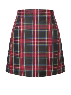 Sale Retro Stage 1960s Gingham Plaid Skirt Multicolor