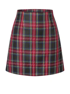 Sale Retro Stage 1960s Gingham Plaid Skirt Multicolor