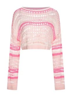 Fashion Retro Stage 1960s Hollow Knitted Cover-Up Tops Multicolor
