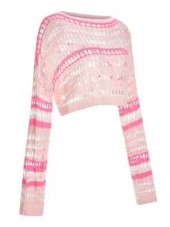 Fashion Retro Stage 1960s Hollow Knitted Cover-Up Tops Multicolor
