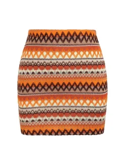 Discount Retro Stage 1970s Zigzag Knit Mini Skirt Multicolor