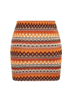 Discount Retro Stage 1970s Zigzag Knit Mini Skirt Multicolor