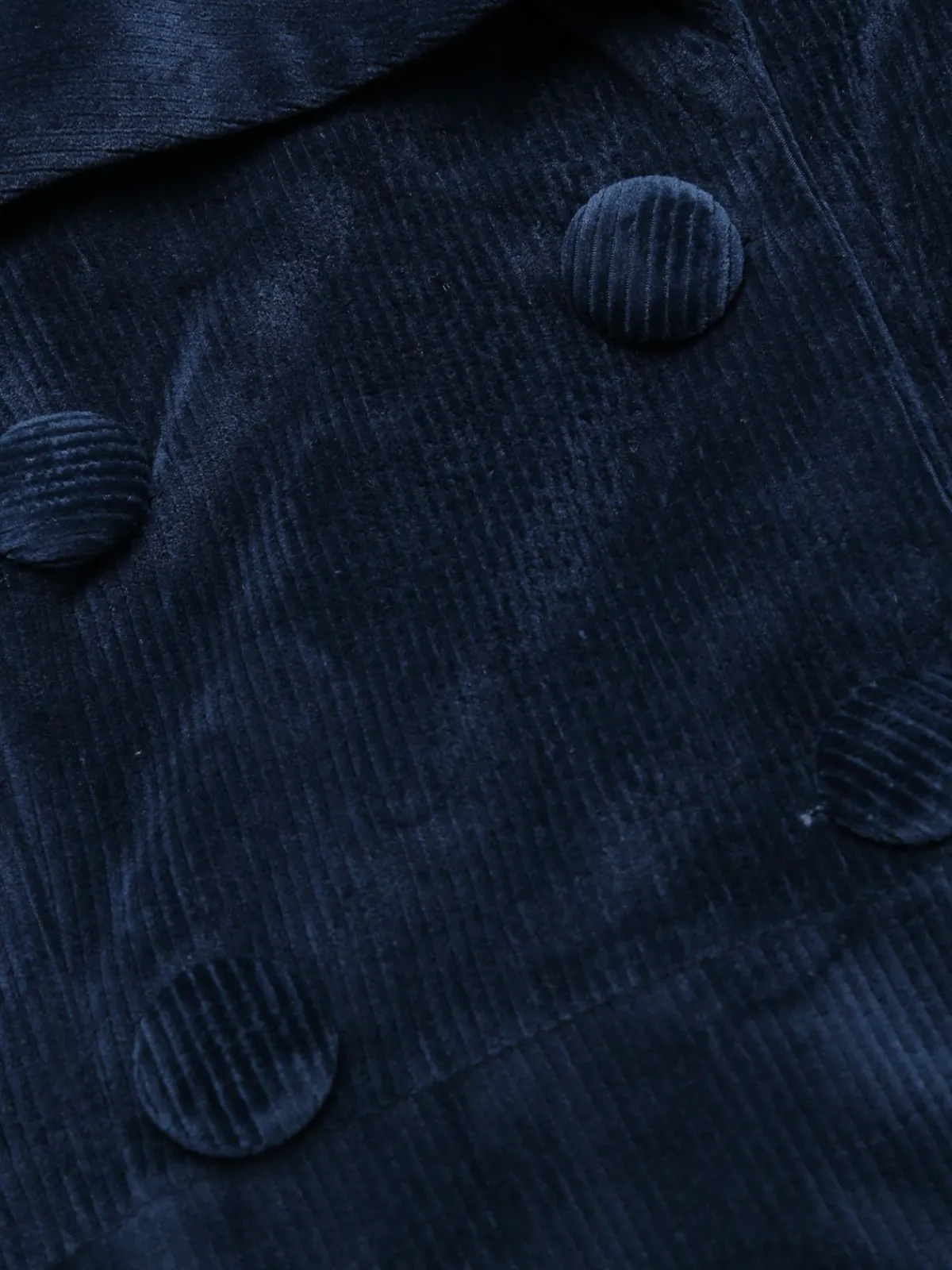 New Retro Stage 1950s Corduroy Long Coat Navy Blue