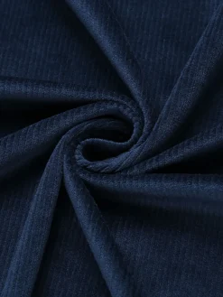 New Retro Stage 1950s Corduroy Long Coat Navy Blue