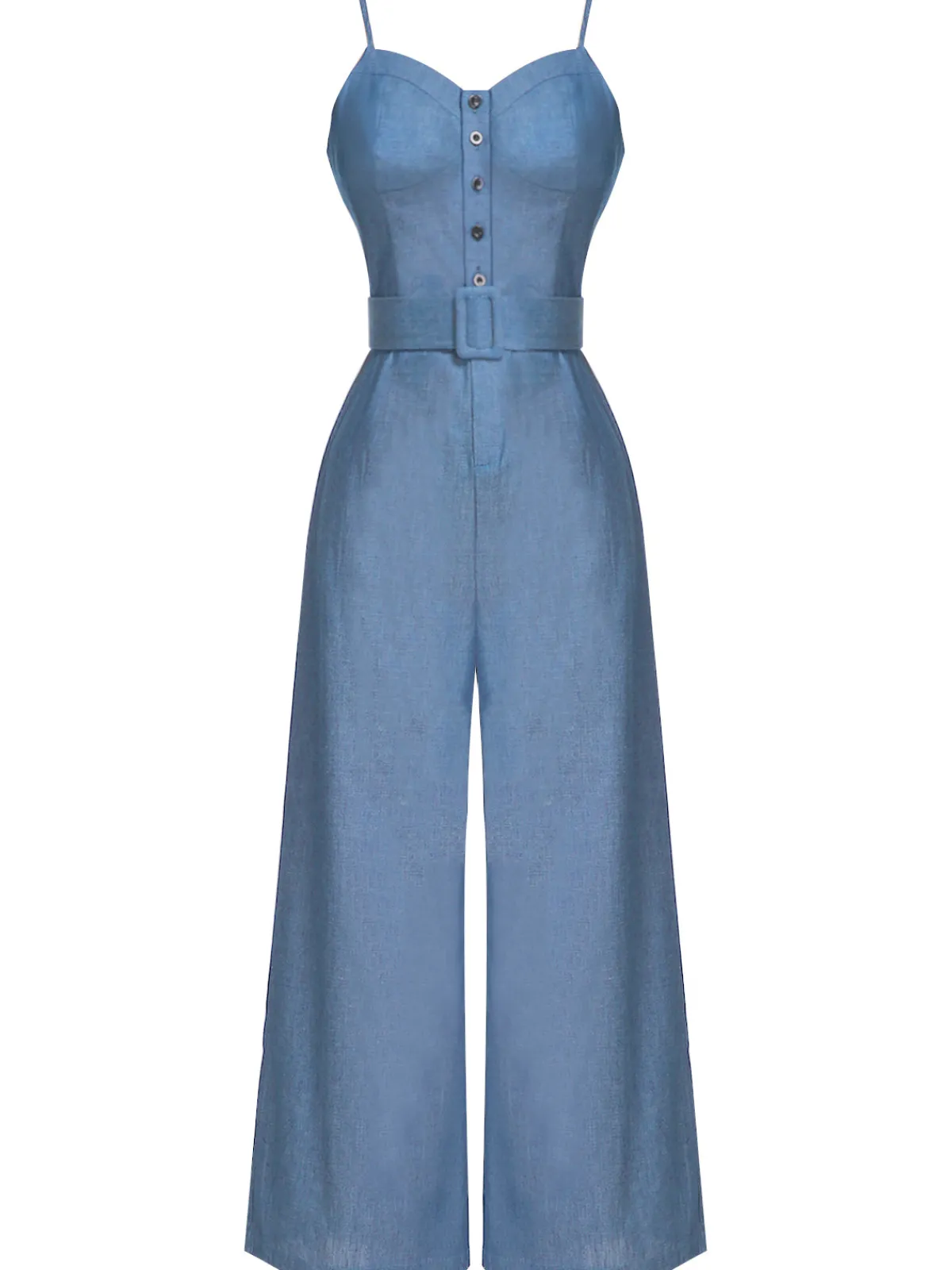 Outlet Retro Stage Navy Blue 1930s Cowboy Solid Strap Jumpsuit