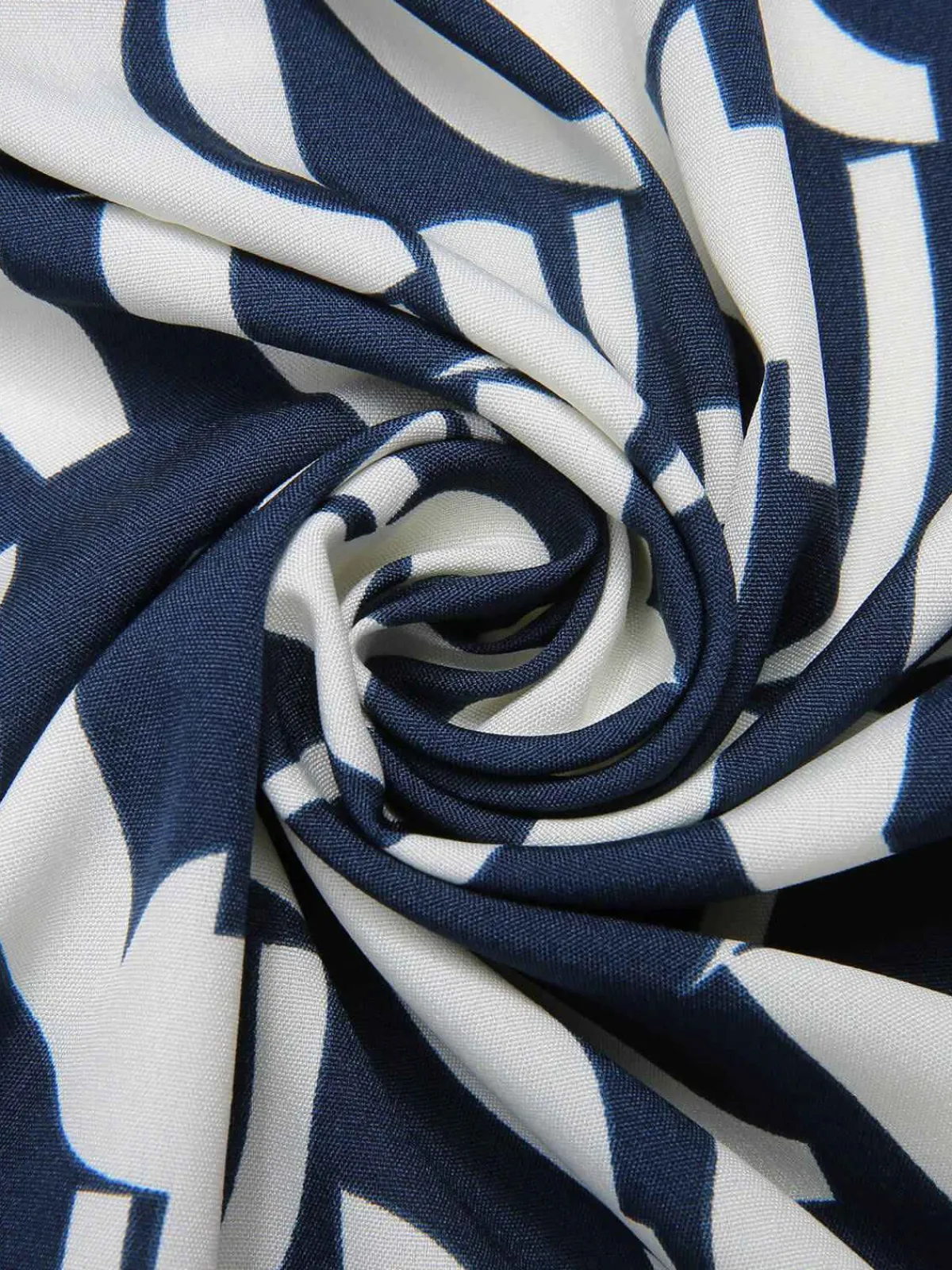 Online Retro Stage 1930s Geometric Printed V-Neck Dress Navy Blue