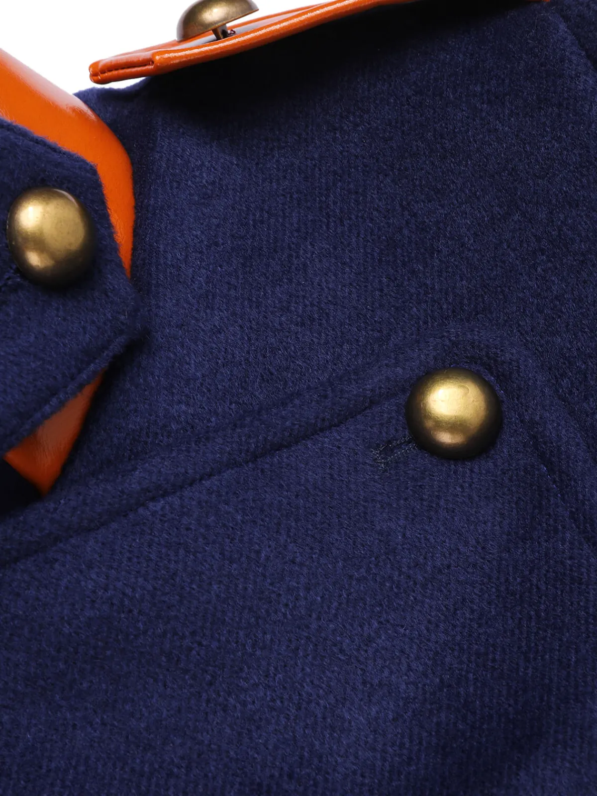 Outlet Retro Stage 1940s Patchwork Button Coat Navy Blue