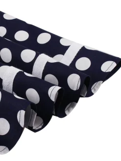 Clearance Retro Stage 1950s Polka Dots Lapel Dress Navy Blue
