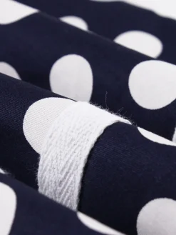 Clearance Retro Stage 1950s Polka Dots Lapel Dress Navy Blue