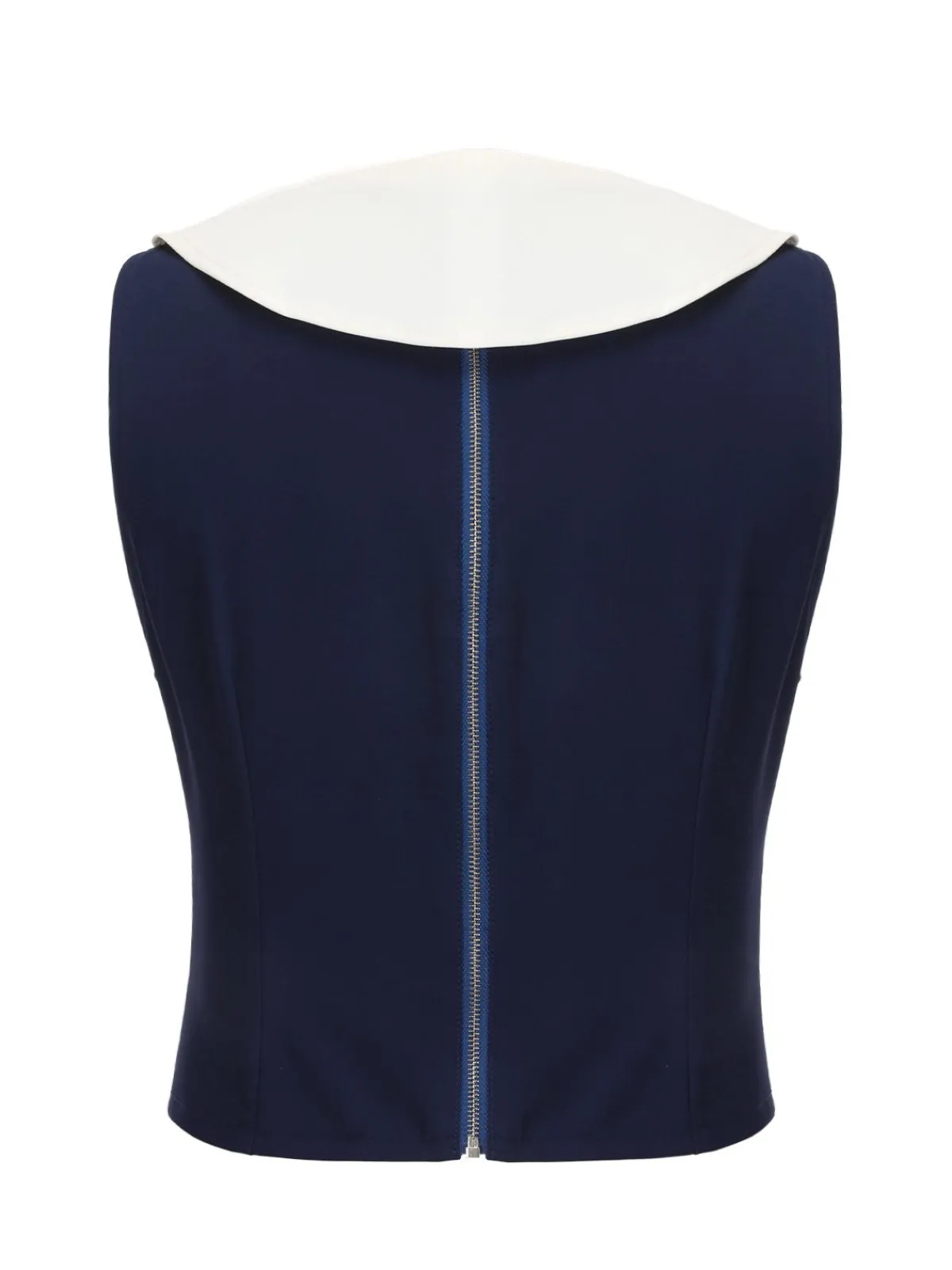 Best Retro Stage 1950s Solid Sailor Collar Blouse Navy Blue
