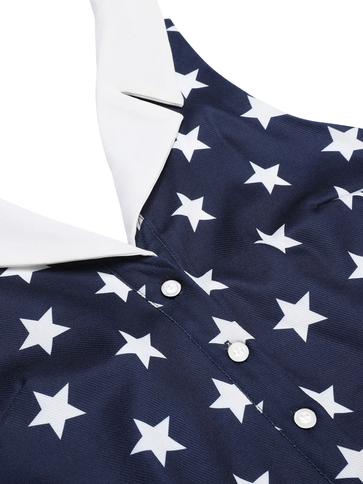 Best Retro Stage 1950s Stars Lapel Vintage Romper Navy blue