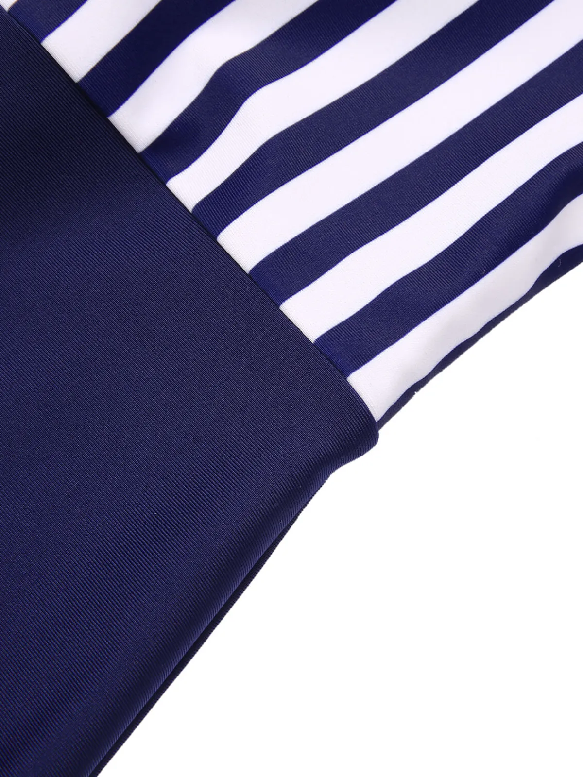 Best Retro Stage 1930s Stripe Patchwork Swimsuit Navy Blue