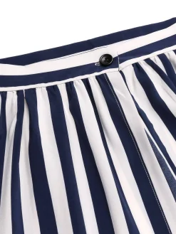 Discount Retro Stage Navy 1950s Stripes Sailor Romper & Skirt Navy Blue