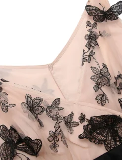 Discount Retro Stage 1950s Lace Butterfly Swing Vintage Dress Nude