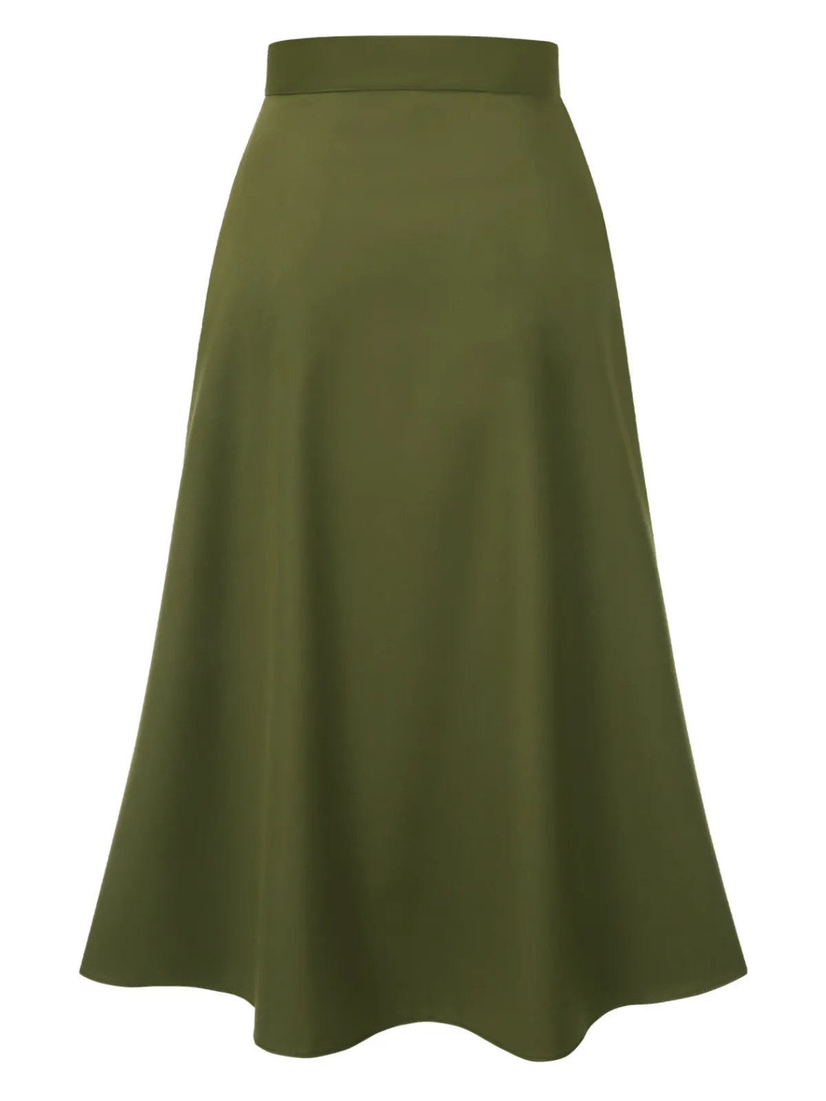 Best Retro Stage 1940s Button Slit Skirt Olive Green