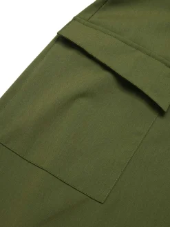 Best Retro Stage 1940s Button Slit Skirt Olive Green