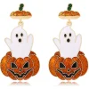 Clearance Retro Stage Orange Halloween Ghost & Pumpkin Earrings