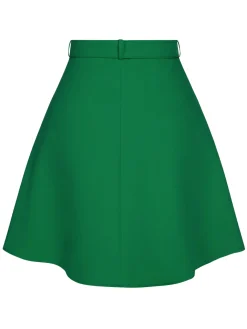 Discount Retro Stage Orange Red 1960s Button Solid Belted Skirt