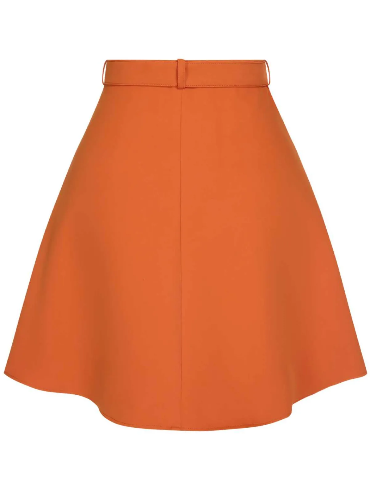Discount Retro Stage Orange Red 1960s Button Solid Belted Skirt