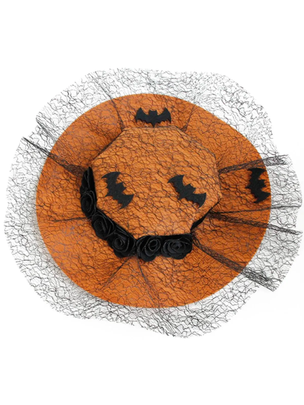Clearance Retro Stage Orange Retro Halloween Lace Bat Hat